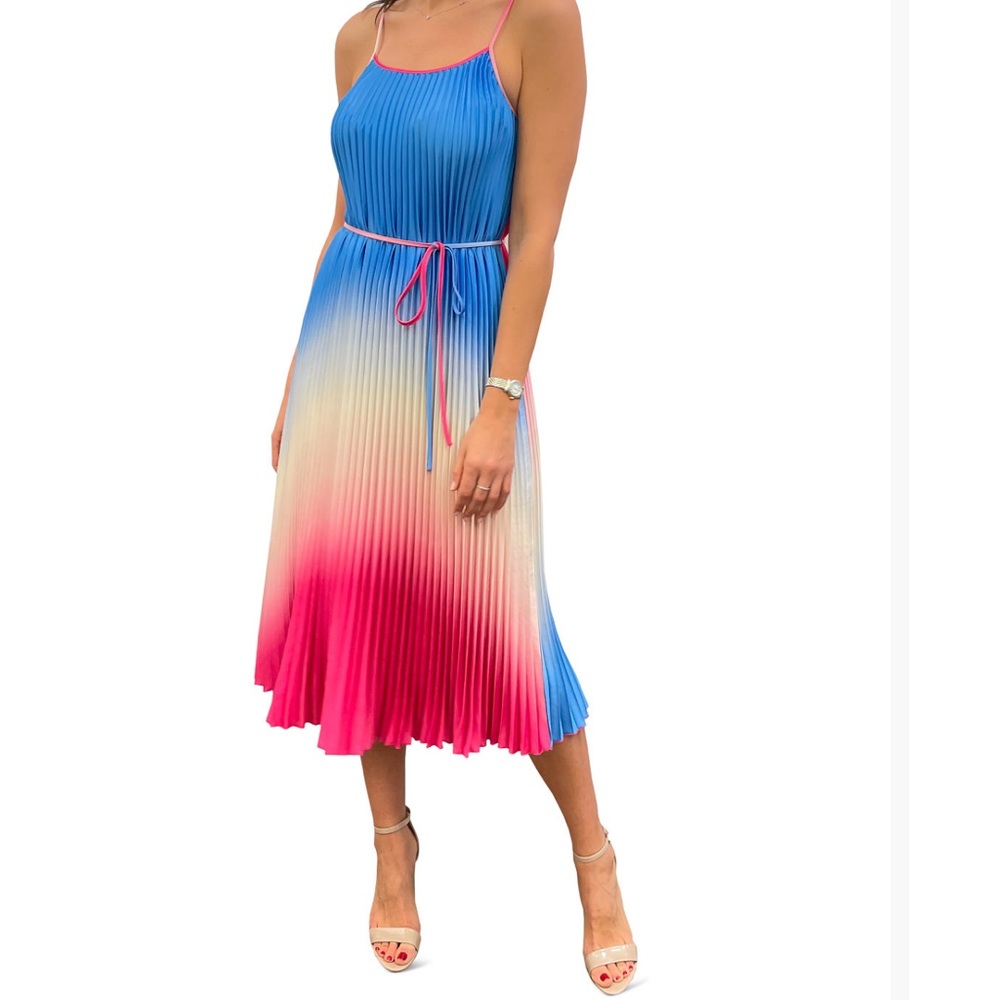 Sam Edelman Ombré Pleated Tie Waist Midi Dress - Sz S - NWT